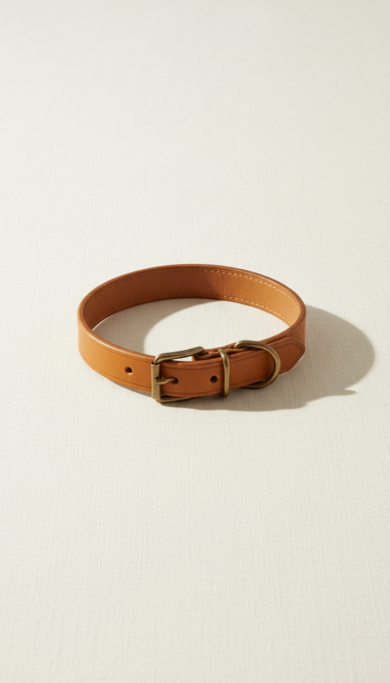 Lederhalsband mit Messingbeschlägen