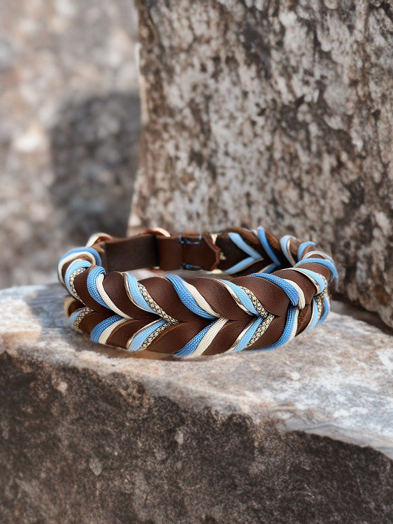 Geflochtenes Lederhalsband Zugstopp