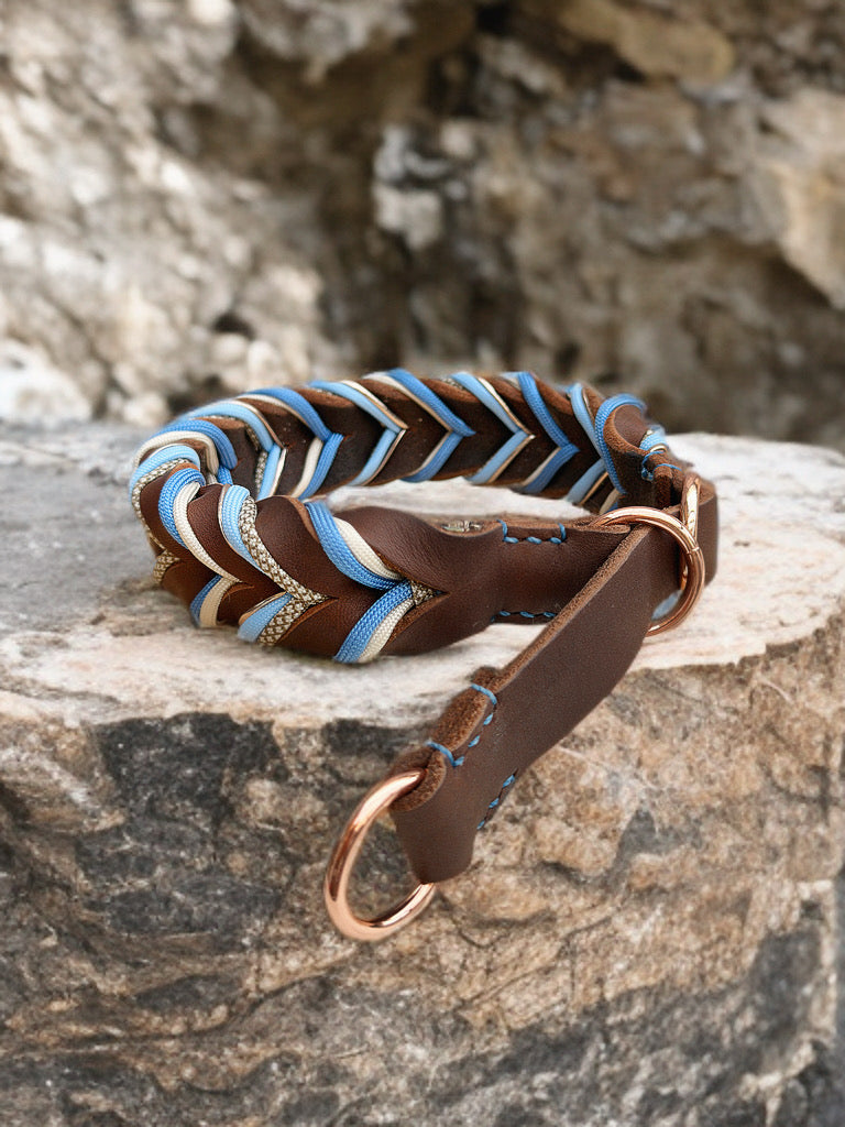Geflochtenes Lederhalsband Zugstopp